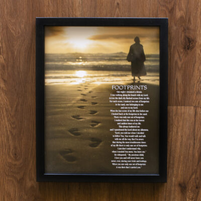 Footprints Poem Wood Framed Wall Art