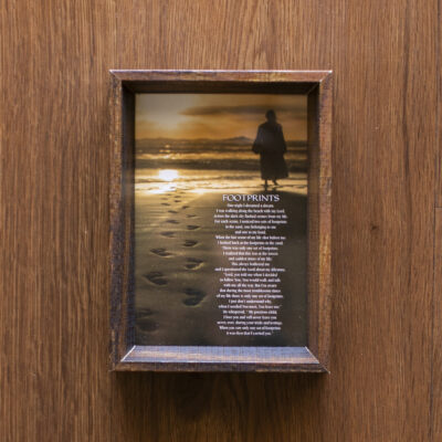 Footsteps Poem with Jesus in Wood Frame