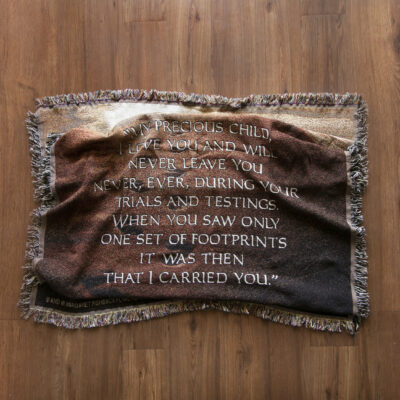 Footsteps poem throw tapestry blanket