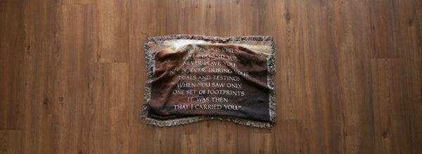 Footsteps poem throw tapestry blanket